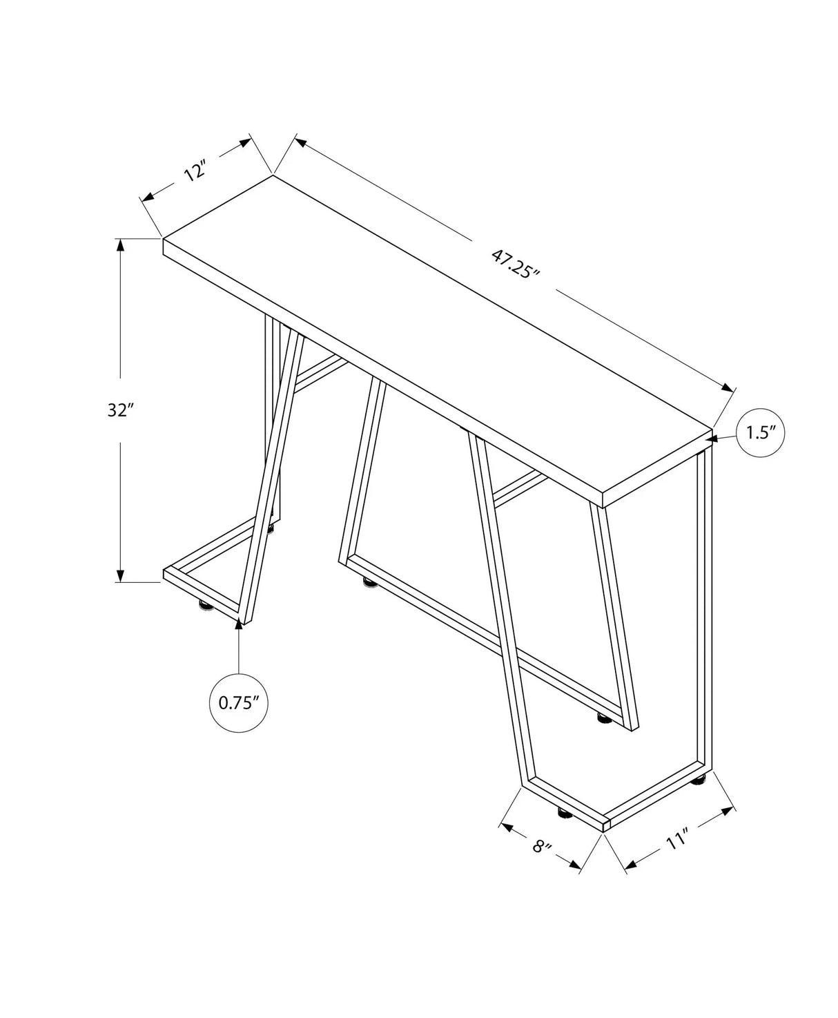 Accent Console Table For Entryway, Durable Construction - Taupe - Furniture Home Direct