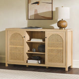 Transitional 2 Door Sideboard With Arched Rattan Panels - Furniture Home Direct