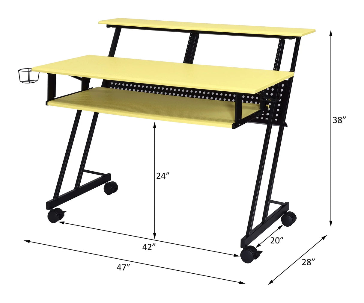 Suitor - Music Recording Studio Desk - Black / Yellow - Furniture Home Direct