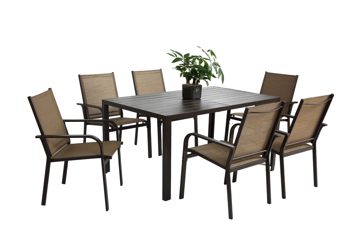 7 Piece Patio Dining Set -Brown - Furniture Home Direct