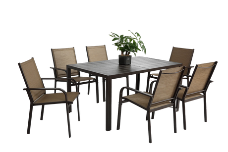 7 Piece Patio Dining Set -Brown - Furniture Home Direct