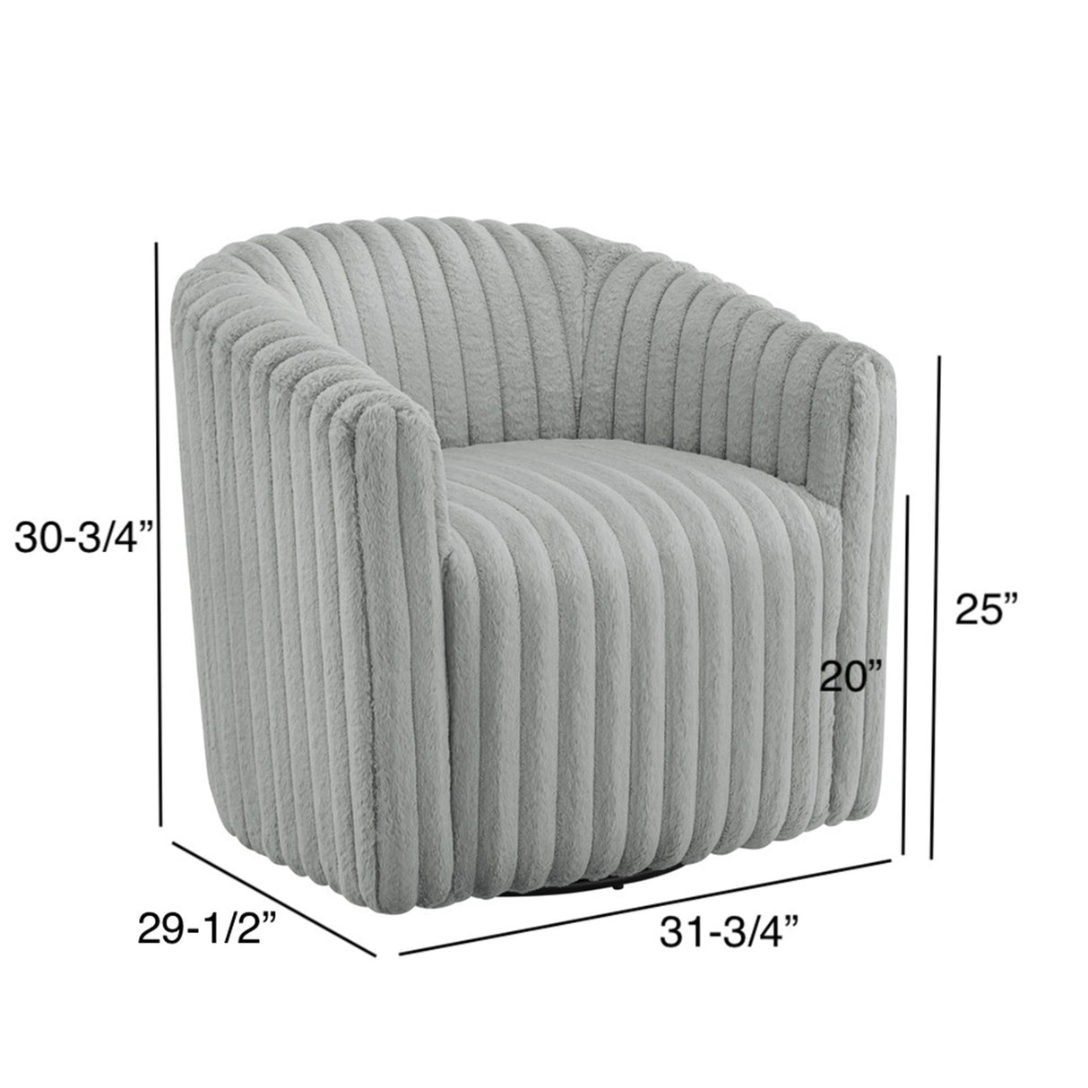 Alexa Barrel Swivel Chair 360 Degree Grey Wale Cord Fabric