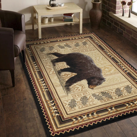 Nature's Nest - 5'3" X 7'3" Lodge Area Rug - Black - Furniture Home Direct
