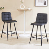 Counter Stool Set Faux Leather Tufted Cushions Black - Furniture Home Direct