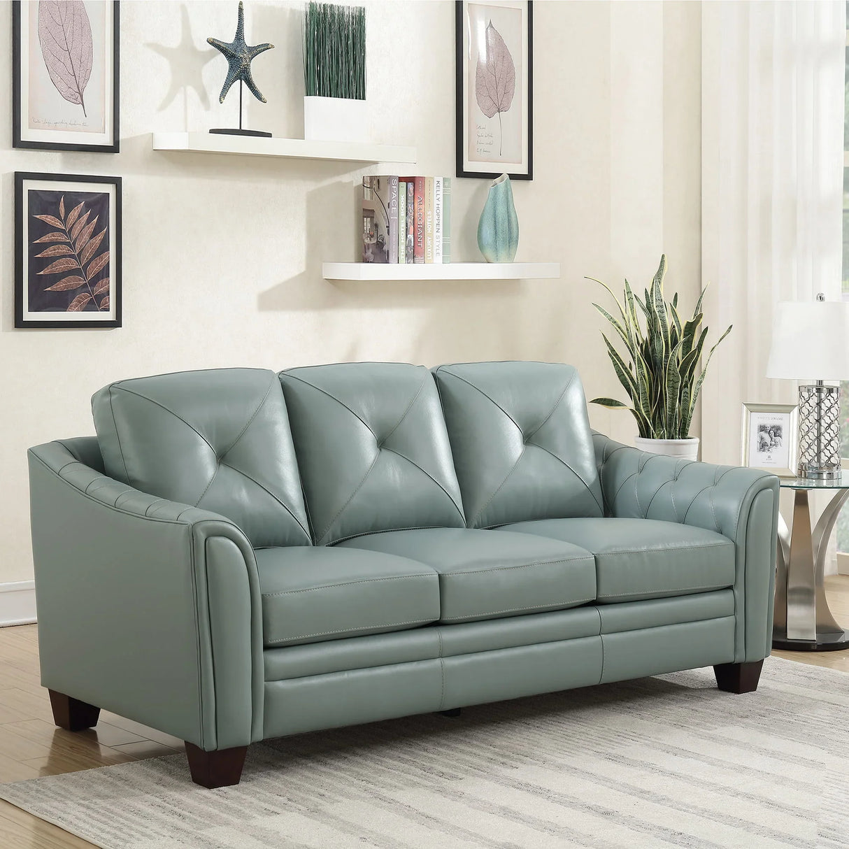 Modern Tufted Leather Sofa - Furniture Home Direct