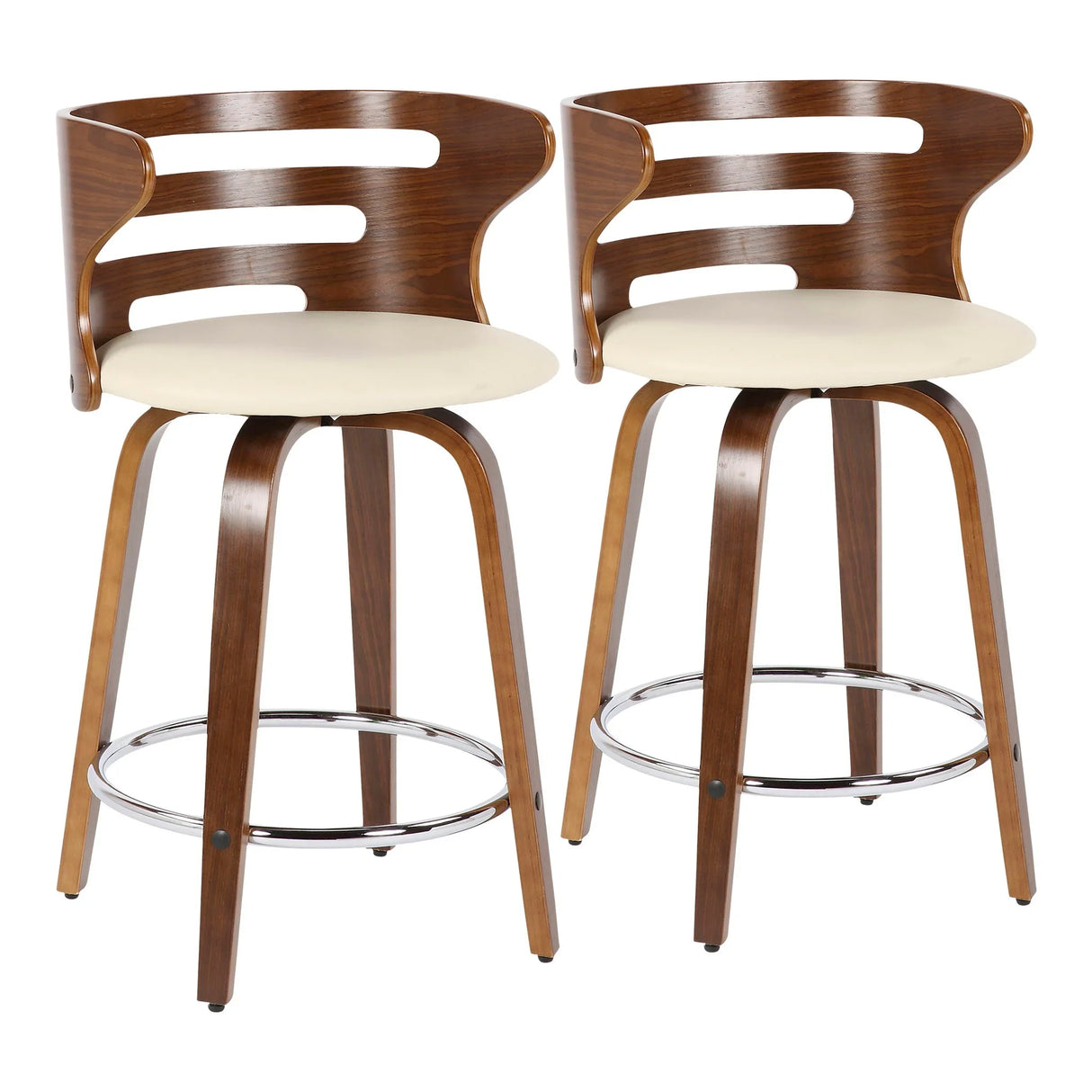 Cosini - Mid Century Modern Fixed Height Counter Stool With Footrest With Swivel (Set of 2) - Furniture Home Direct