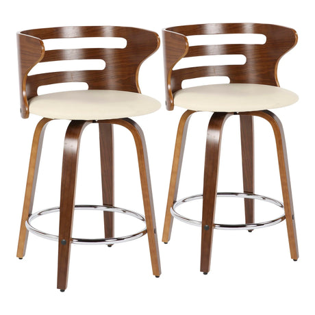 Cosini - Mid Century Modern Fixed Height Counter Stool With Footrest With Swivel (Set of 2) - Furniture Home Direct