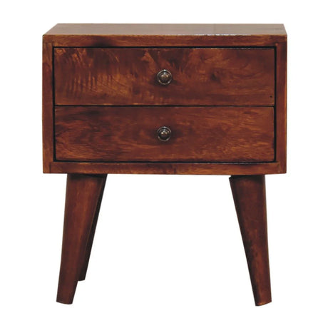 Mini Modern Bedside Table - Chestnut - Furniture Home Direct