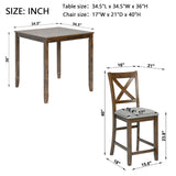 5 Piece Dining Table Set, Wooden Dining Square Table Set For 4 - Furniture Home Direct