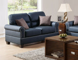 Black Bonded Leather 2 Piece living Room Set (Sofa and Love Seat) - Black - Furniture Home Direct