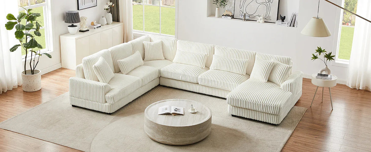 Sectional Sofa U Shaped Oversized With Chaise Beige - Furniture Home Direct
