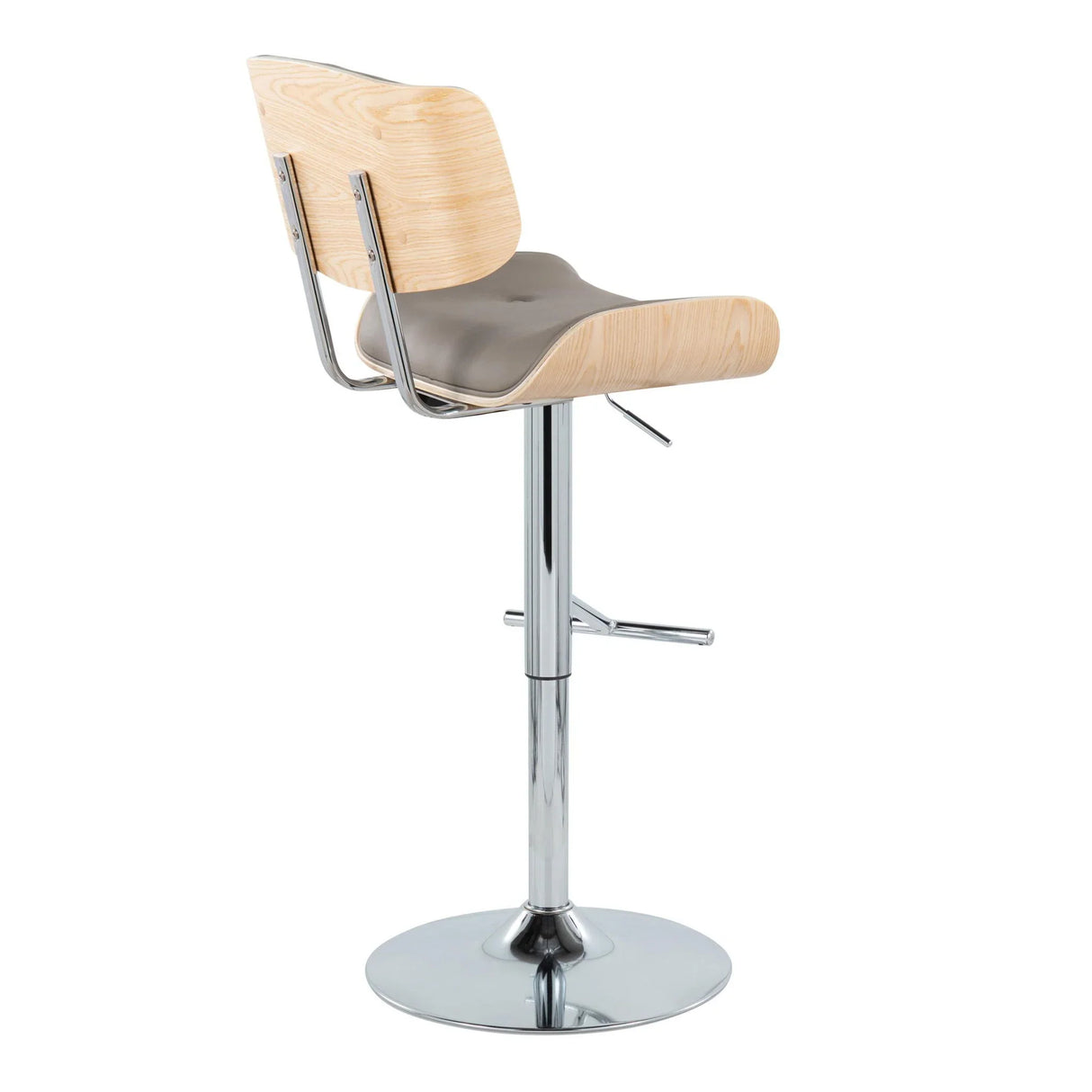 Lombardi - Contemporary Adjustable Barstool With Swivel With Straight T Footrest (Set of 2) - Furniture Home Direct