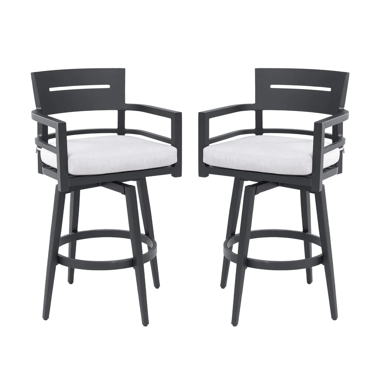 Outdoor Swivel Bar Chairs, 360 Degree Rotation, Ergonomic Backrest (Set of 2)