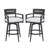 Outdoor Swivel Bar Chairs, 360 Degree Rotation, Ergonomic Backrest (Set of 2)