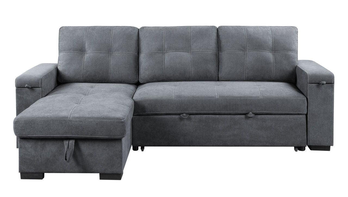 Toby - Woven Fabric Reversible Sleeper Sectional Sofa With Storage Chaise Cup Holder Charging Ports And Pockets - Furniture Home Direct