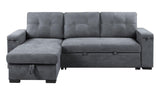 Toby - Woven Fabric Reversible Sleeper Sectional Sofa With Storage Chaise Cup Holder Charging Ports And Pockets - Furniture Home Direct