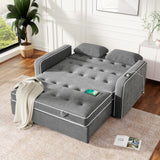 Upholstered Loveseat with Pull Out Sofa, Two Throw Pillows, Dual USB Charging Port And Adjustable Backrest - Gray - Furniture Home Direct