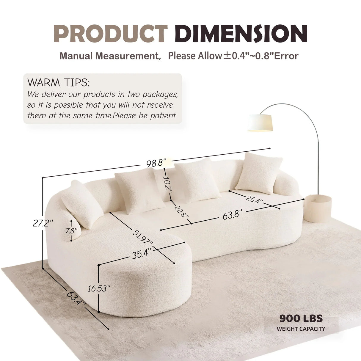 Combined Sofa With 4 Pillows - Furniture Home Direct