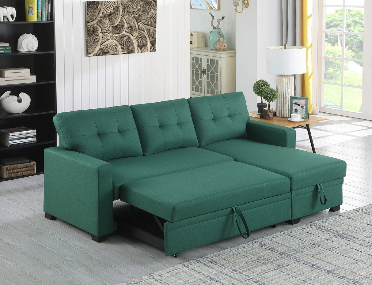 Upholstered Pull Out Sectional Sofa With Chaise - Furniture Home Direct