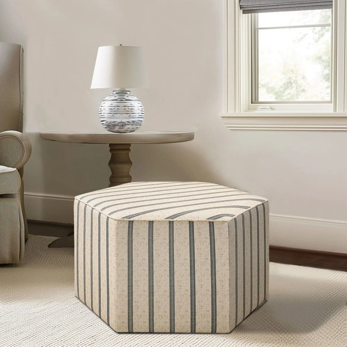 Accent Ottoman Printed Stripe - Furniture Home Direct