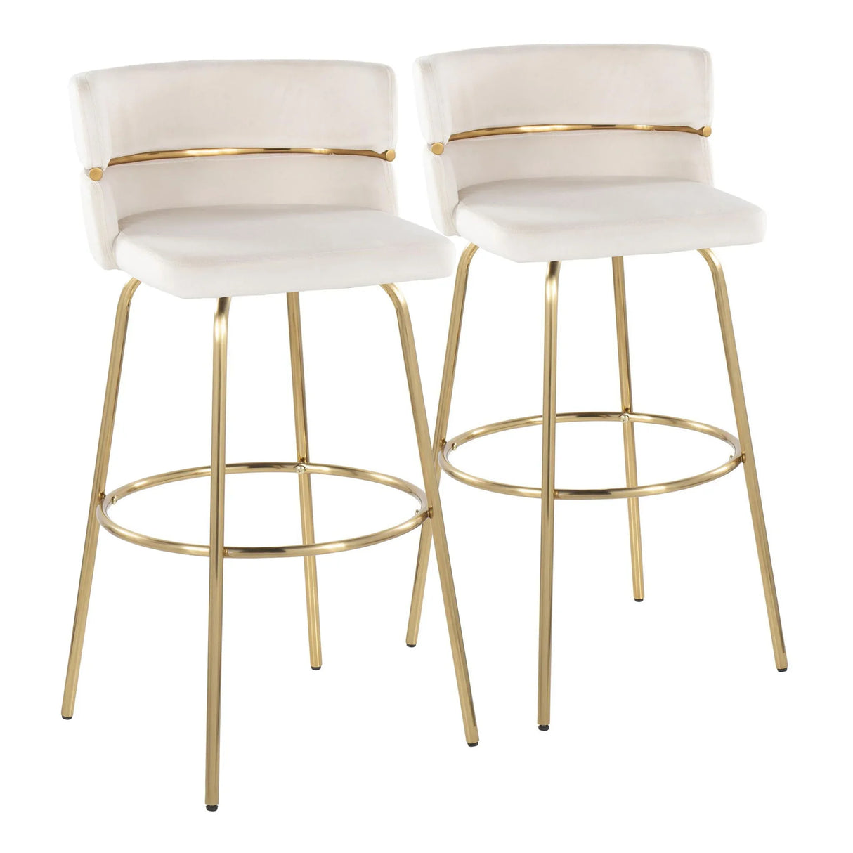 Cinch - Glam / Art Deco Fixed Height Barstool With Swivel With Round Footrest (Set of 2) - Furniture Home Direct