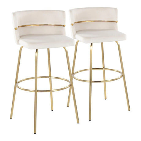 Cinch - Glam / Art Deco Fixed Height Barstool With Swivel With Round Footrest (Set of 2) - Furniture Home Direct