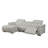 Genuine Leather Power Reclining Sectional - Light Gray - Furniture Home Direct