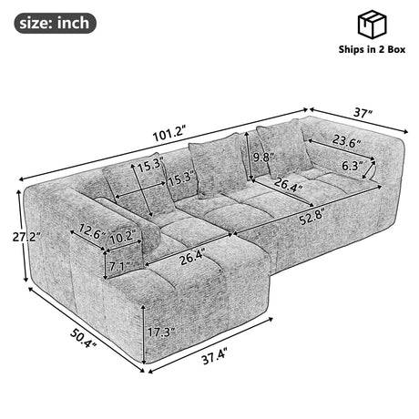 Sectional Sofa Modular Tufted Chenille Upholstery Green - Furniture Home Direct