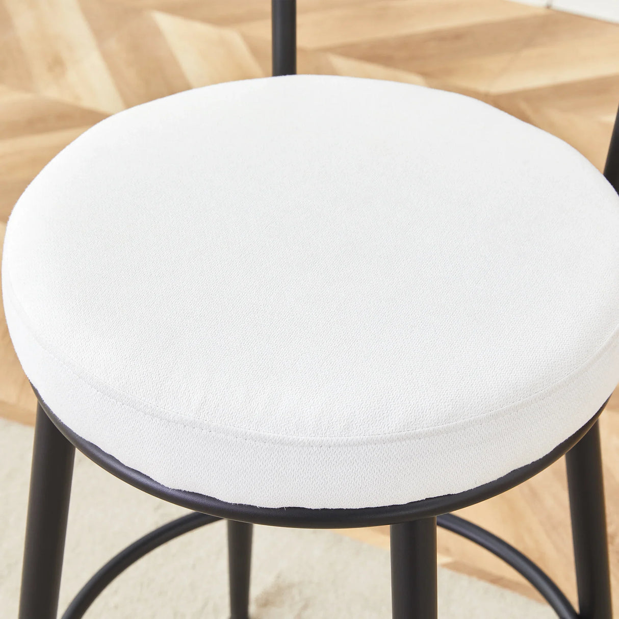 Counter Height Chairs Padded Seat Black Metal Frame White - Furniture Home Direct