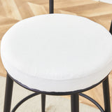 Counter Height Chairs Padded Seat Black Metal Frame White - Furniture Home Direct