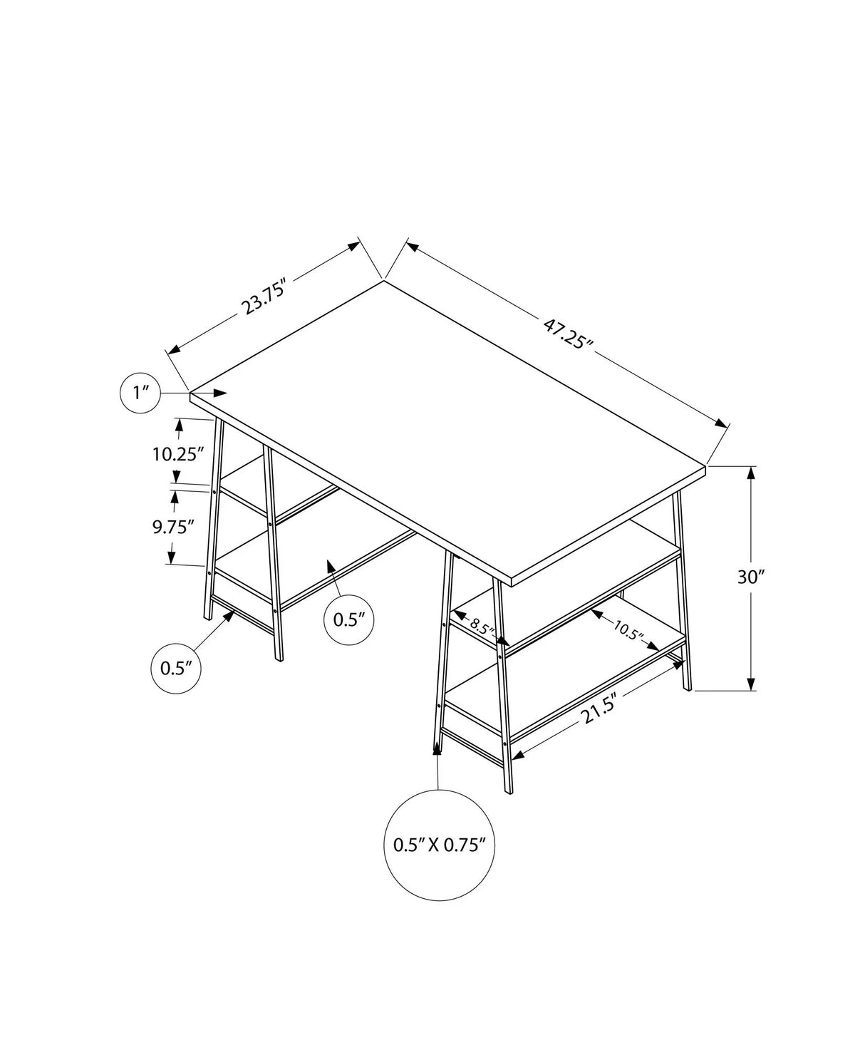 Computer Desk For Home Office, Storage Shelves, Industrial Design - Furniture Home Direct