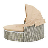 Outdoor Daybed With Canopy Weatherproof Rattan Beige - Furniture Home Direct