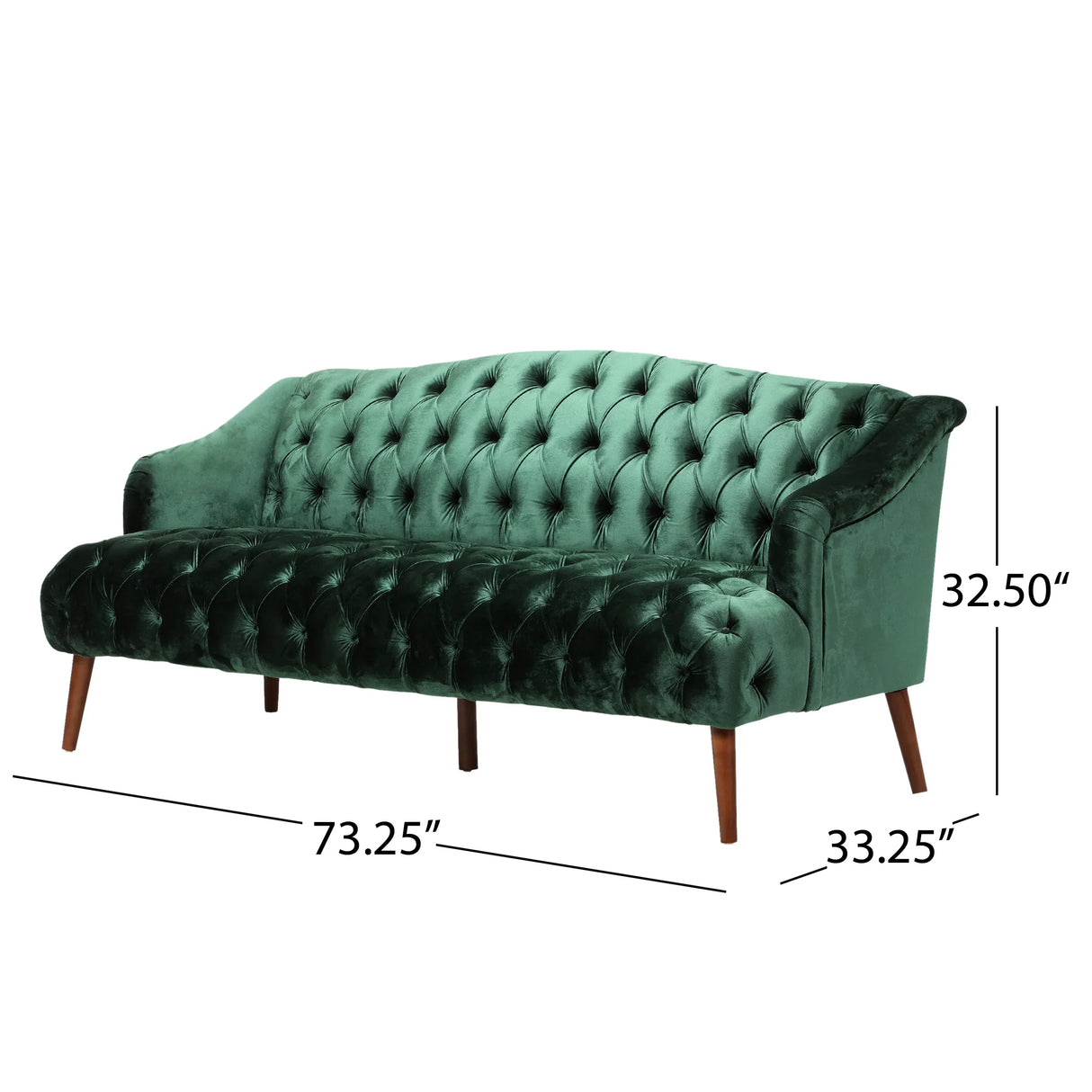 Sturdy Velvet Sofa - Green - Furniture Home Direct
