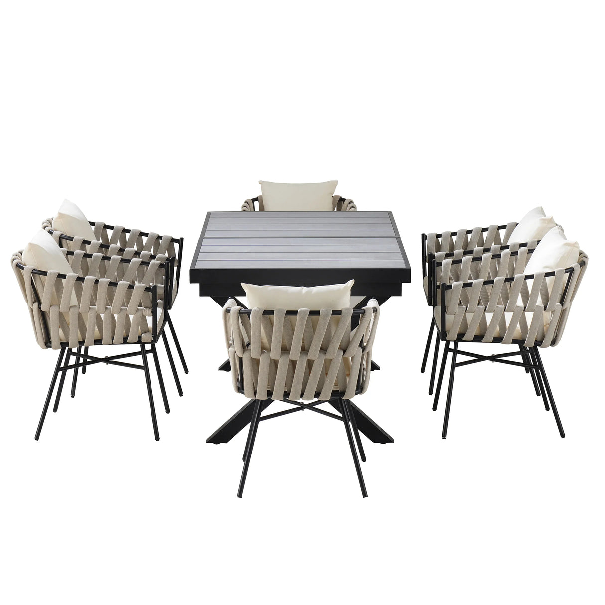 Outdoor 7 Piece DIning Set - Beige - Furniture Home Direct