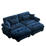 Modern Sectional Sofa With Ottoman, Round Bolster Armrests, Waist And Throw Pillows - Furniture Home Direct