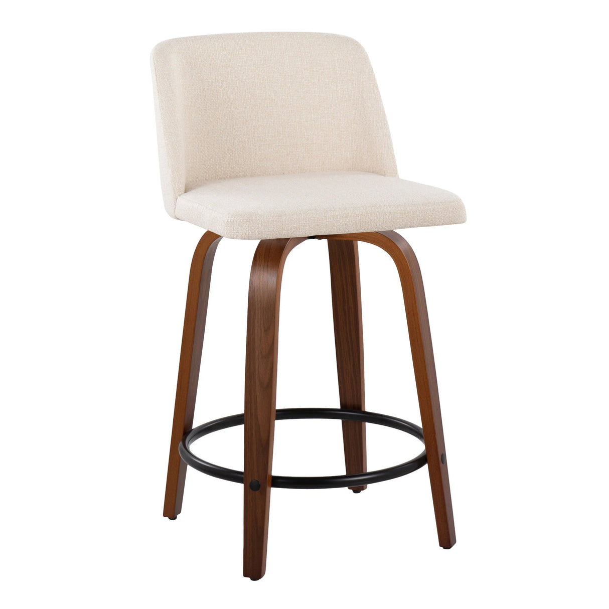 Toriano - Mid Century Modern, Fixed Height Counter Stool & Swivel And Round Footrest (Set of 2) - Furniture Home Direct