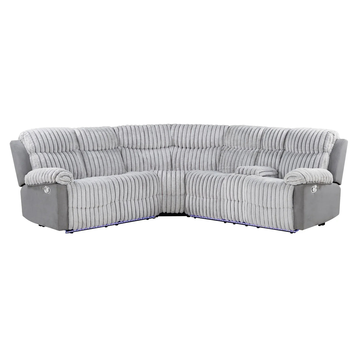 Bruni - Sectional Sofa With LED Lighting And Manual Recline - Gray - Furniture Home Direct