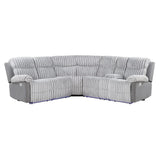 Bruni - Sectional Sofa With LED Lighting And Manual Recline - Gray - Furniture Home Direct