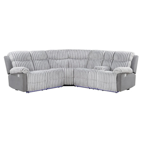 Bruni - Sectional Sofa With LED Lighting And Manual Recline - Gray - Furniture Home Direct