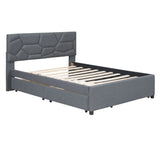 Upholstered Platform Bed With Brick Pattern Headboard And Twin Long Size Trundle - Furniture Home Direct