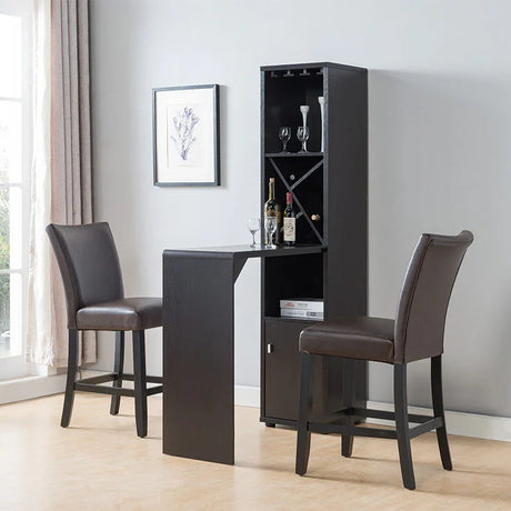 Bar Cabinet, Extended Table Kitchen Cabinet With Wine Bottle Compartment & Open Shelving - Red Cocoa - Furniture Home Direct