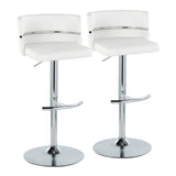 Cinch - Contemporary Adjustable Barstool With Swivel With Rounded T Footrest (Set of 2) - Chrome / White - Furniture Home Direct