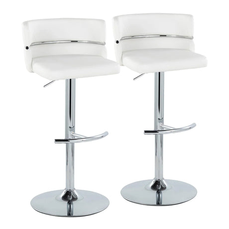 Cinch - Contemporary Adjustable Barstool With Swivel With Rounded T Footrest (Set of 2) - Chrome / White - Furniture Home Direct