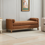 Elegant Upholstered Bench Daybed Ottoman With Bolster Pillows - Furniture Home Direct