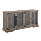 Modern Farmhouse Two Tone Windowpane Glass Door TV Stand For TVs Up To 65" - Furniture Home Direct