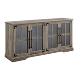 Modern Farmhouse Two Tone Windowpane Glass Door TV Stand For TVs Up To 65" - Furniture Home Direct