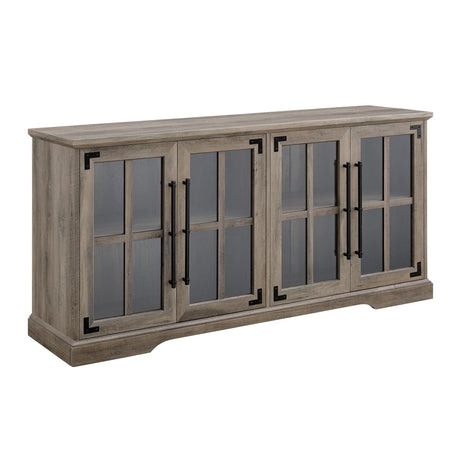 Modern Farmhouse Two Tone Windowpane Glass Door TV Stand For TVs Up To 65" - Furniture Home Direct