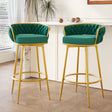 Counter Height Stools Tufted Velvet Gold Frame Green - Furniture Home Direct