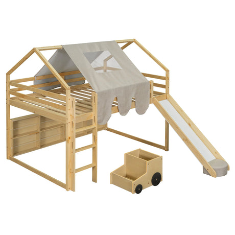 Loft Bed With House Shaped Frame And Tent - Furniture Home Direct