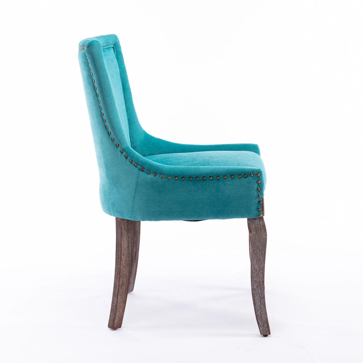 Ultra Side Dining Chair,Thickened Fabric Chairs With Neutrally Toned Solid Wood Legs, Bronze Nail Head (Set of 2) - Furniture Home Direct